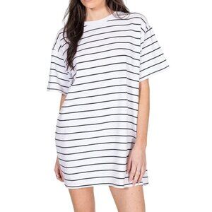 NEW Brunette the Label Oversized Boxy Tee Dress | Black Stripes